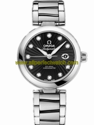 Omega Watches : 425.30.34.20.51.001 34mm Ladymatic Black Dial Stainless Steel Case, Diamonds With Stainless Steel Bracelet Women Watch