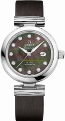 Omega Watches : 425.32.34.20.57.004 Black-mother-of-pearl-diamond Dial Leather Band Men Watch