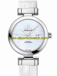 Omega Watches : 425.33.34.20.05.001 34mm Ladymatic White Mother Of Pearl Dial Stainless Steel Case With White Leather Strap Women Watch