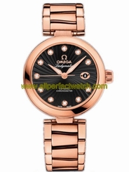Omega Watches : 425.60.34.20.51.001 34mm Ladymatic Black Dial Rose Gold Case, Diamonds With Rose Gold Bracelet Women Watch