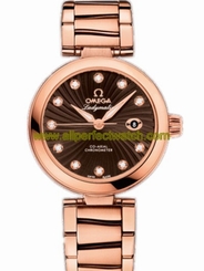 Omega Watches : 425.60.34.20.63.001 34mm Ladymatic Brown Dial Rose Gold Case, Diamonds With Rose Gold Bracelet Women Watch