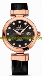 Omega Watches : 425.63.34.20.51.001 34mm Ladymatic Black Dial Rose Gold Case, Diamonds With Rose Gold Bracelet Women Watch