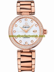 Omega Watches : 425.65.34.20.55.001 34mm Ladymatic White Mother Of Pearl Dial Rose Gold Case, Diamonds With Rose Gold Bracelet Women Watch