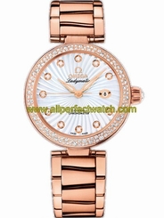 Omega Watches : 425.65.34.20.55.003 34mm Ladymatic White Mother Of Pearl Dial Rose Gold Case, Diamonds With Rose Gold Bracelet Women Watch