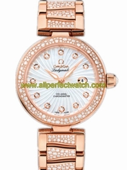 Omega Watches : 425.65.34.20.55.005 34mm Ladymatic White Mother Of Pearl Dial Rose Gold Case, Diamonds With Rose Gold Bracelet Women Watch
