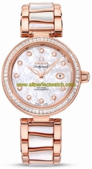 Omega Watches : 425.65.34.20.55.007 Automatic Mother of Pearl Diamond Dial Date Diamond Bezel 18k Rose Gold Women Watch