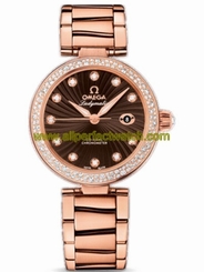 Omega Watches : 425.65.34.20.63.001 34mm Ladymatic Brown Dial Rose Gold Case, Diamonds With Rose Gold Bracelet Women Watch