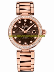Omega Watches : 425.65.34.20.63.003 34mm Ladymatic Brown Dial Rose Gold Case, Diamonds With Rose Gold Bracelet Women Watch