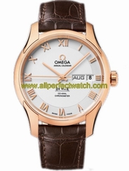 Omega Watches : 431.53.41.22.02.001 41mm Automatic Annual Calendar Silver Dial Rose Gold Case With Brown Leather Strap Men Watch