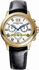 Raymond Weil Watches : 4476-PC-00800 Automatic Chronograph Date Beige Dial Black Leather Men Watch