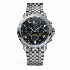 Raymond Weil Watches : 4476-ST-00200 Quartz Black Dial Roman Numeral Stainless Steel Men Watch