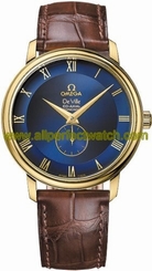 Omega Watches : 4613.80.02 39mm Prestige Small Seconds Blue Dial Yellow Gold Case With Brown Leather Strap Men Watch