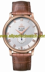 Omega Watches : 4614.30.02 39mm Prestige Small Seconds Silver Dial Rose Gold Case With Brown Leather Strap Men Watch