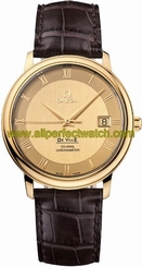 Omega Watches : 4617.11.02 36mm Automatic Prestige Champagne Gold Dial Yellow Gold Case With Brown Leather Strap Men Watch