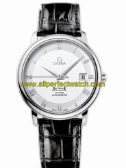 Omega Watches : 4875.31.01 36.5mm Automatic Prestige Co-Axial Silver Dial Stainless Steel Case With Black Leather Strap Men Watch