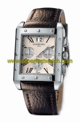 Raymond Weil Watches : 4881-STC-00809 Chronograph Silver Dial Stainless Steel With Brown Leather Strap Men Watch