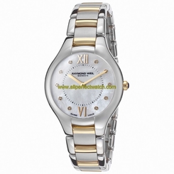 Raymond Weil Watches : 5132-STP-00985 Quartz Roman Numeral Dial Two Tone Stainless Steel Women Watch