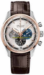 Zenith Watches : 51.2080.400/69.C494 Automatic Chronograph Date 18k Rose Gold Bezel Leather Men Watch