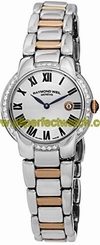 Raymond Weil Watches : 5229-S5S-01659 Quartz Roman Numerals Dial Date Diamond Case Two Tone Stainless Steel Women Watch