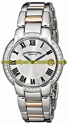Raymond Weil Watches : 5235-S5S-01659 Quartz Roman Numerals Dial Date Diamond Bezel Two Tone Stainless Steel Women Watch