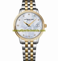 Raymond Weil Watches : 5388-SPS-97081 Mother Of Pearl Dial Fixed Gold-plated Set With Diamonds Band Women Watch