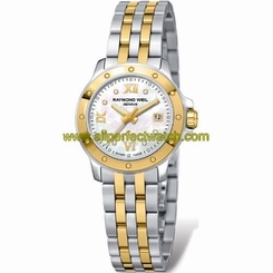 Raymond Weil Watches : 5399-STP-00995 Quartz Mother Of Pearl Dial Case With Two-Tone 8 Diamonds Bracelet Women Watch
