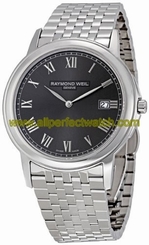 Raymond Weil Watches : 5466-ST-00608 Quartz Slim Gray Dial With Roman Numeral Hour Markings With Stainless Steel Bracelet Men Watch