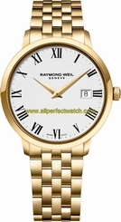Raymond Weil Watches : 5488-P-00300 Quartz Roman Numerals Dial Date Yellow Gold PVD Plated Stainless Steel Men Watch