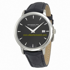 Raymond Weil Watches : 5488-STC-20001 Quartz Black Dial Date Black Leather Men Watch