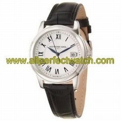 Raymond Weil Watches : 5576-ST-00300 Quartz White Dial Stainless Steel Case With Roman Numeral Hour Markings And Crocodile Leather Strap Men Watch