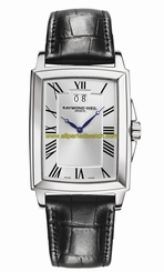 Raymond Weil Watches : 5596-STC-00650 Quartz Rectangular Silver Dial Case With Roman Numeral Hour Markings And Leather Strap Men Watch