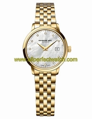 Raymond Weil Watches : 5988-P-97081 Quartz Mother of Pearl Diamond Dial Yellow Gold PVD Plating Stainless Steel Women Watch