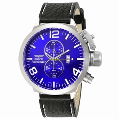 Invicta Watches : 6603 Blue Dial Chronograph Date Black Leather Men Watch