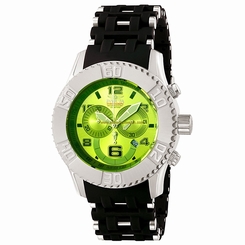 Invicta Watches : 6709 Green Dial Chronograph Date Black Polyurethane Men Watch