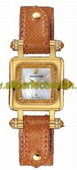 Audemars Piguet Watches : 67420BA.ZQ.A082CU.01 Quartz 18kt Yellow Gold Mother Of Pearl Dial Orange Lizard Leather Band Women Watch
