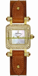 Audemars Piguet Watches : 67421BA.ZZ.A081LZ.01 Quartz 18kt Yellow Gold With Diamonds Mother Of Pearl Dial Orange Lizard Leather Band Women Watch