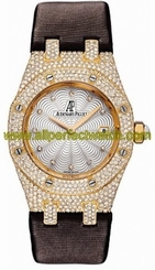 Audemars Piguet Watches : 67605BA.ZZ.D080SU.01 Quartz 18kt Yellow Gold Mother Of Pearl Dial Brown Satin Band Women Watch