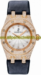 Audemars Piguet Watches : 67605OR.ZZ.D009SU.01 Quartz 18kt Rose Gold Mother Of Pearl Dial Black Satin Band Women Watch