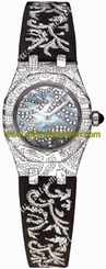 Audemars Piguet Watches : 67607BC.ZZ.D001SU.01 Quartz 18kt White Gold Black Mother Of Pearl Dial Black Satin Band Women Watch