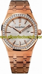 Audemars Piguet Watches : 67651OR.ZZ.1261OR.01 Quartz 18kt Rose Gold Silver Dial Brushed 18kt Rose Gold Band Women Watch