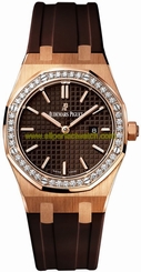 Audemars Piguet Watches : 67651OR.ZZ.D080CA.01 Quartz 18kt Rose Gold Brown Dial Brown Rubber Band Women Watch