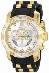 Invicta Watches : 6985 Silver Dial Chronograph Date Black Silicone Men Watch