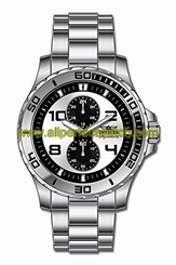 Invicta Watches : 7013 Silver And Black Dial Unidirectional Rotating Stainless Steel Band Men Watch