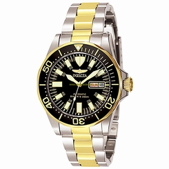 Invicta Watches : 7045 Black Dial 23k-yellow-gold-plated-stainless-steel Band Men Watch