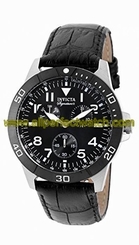 Invicta Watches : 7073 Black Dial Fixed Black Ion-plated Band Men Watch