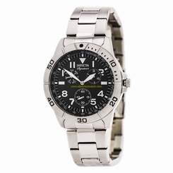 Invicta Watches : 7077 Black Dial Uni-directional Rotating Stainless Stee Band Men Watch