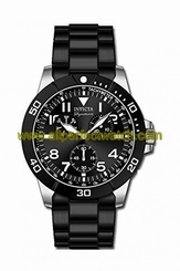 Invicta Watches : 7079 Black Dial Uni-directional Rotating Black Ion-plated Band Men Watch