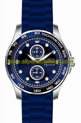 Invicta Watches : 7082 Blue Dial Fixed Stainless Steel With Blue Top Ring With Tach Band Men Watch