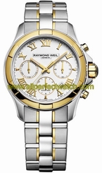Raymond Weil Watches : 7260-SG-00308 Automatic Chronograph White Dial Stainless Steel Case With 18ct Yellow Gold And Stainless Steel Bracelet Men Watch