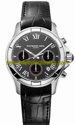 Raymond Weil Watches : 7260-STC-00208 Automatic Chronograph Black Dial Stainless Steel Case With Black Alligator Leather Strap Men Watch